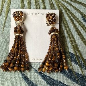 Kendra Scott Brown Beaded Tassel Earrings